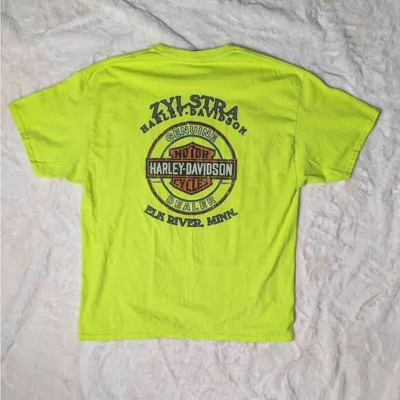 Harley Davidson T-Shirt Mens Size XL Neon Yellow Elk River MN - Picture 5 of 7
